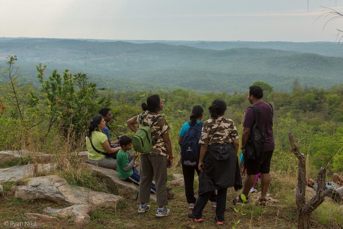 Enjoying the view from the hill top on our Mother & Child Nature Camp to Bannerghatta near Bangalore