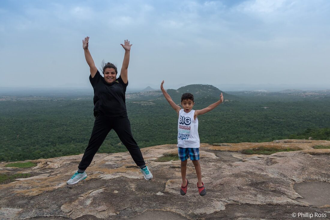 Mother and child thoroughly enjoying their camping experience on our Family Nature Camp to Bannerghatta near Bangalore