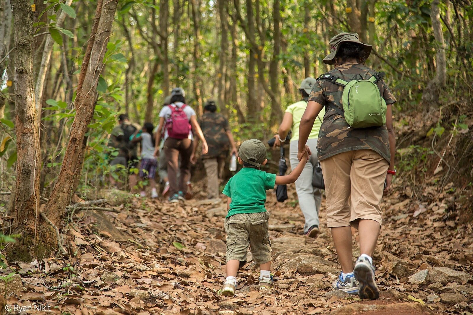 Mothers and the kids on a trek on our Mother & Child Nature Camp to Bannerghatta near Bangalore
